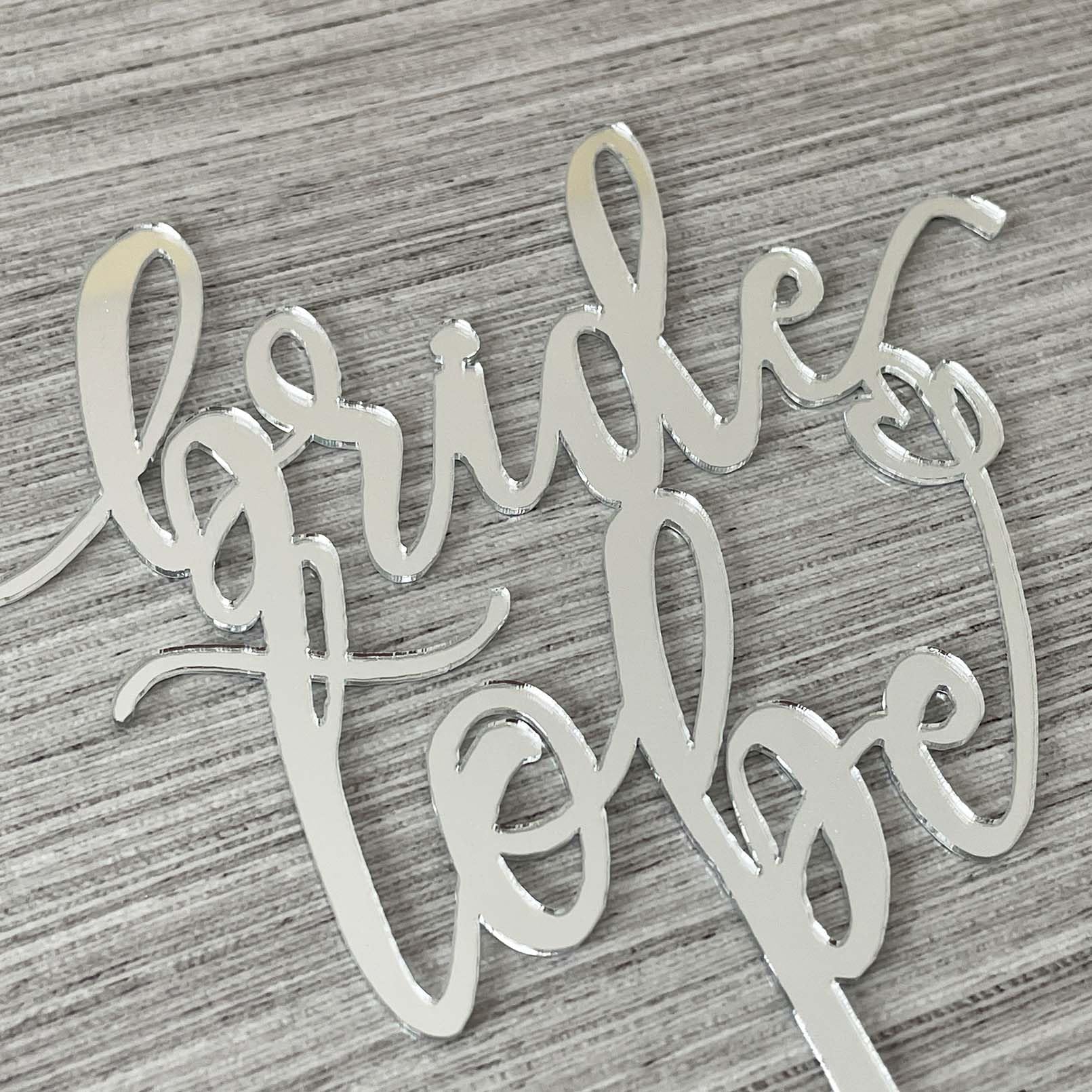 JIEEIN Bride to Be Cake Topper - Mirror Silver Acrylic - Sparkly Bridal Shower/Bachelorette Party Cake Topper