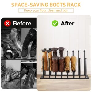 Housen Solutions Boot Rack Organizer for Tall Boots, 8 Pairs Metal Free Standing Shoe Boots Rack, Black Shoes Boot Organizer Holder for Closet, Entryway, Garage, Porch