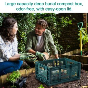 Tioncy In Ground Worm Composter 9 Gallon Outdoor Farm Foldable Compost Bin with Lid for Raised Garden Beds Home Composting System