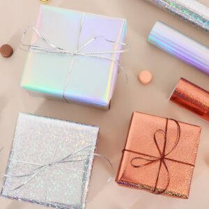 BEISHIDA Metallic Gift Wrapping Paper Iridescent Wrapping Paper Roll Foil Gift Wrap Paper, Packing Paper for Wedding,Birthday,Graduation,Christmas Wrapping Paper(17inchesX32.8ft)