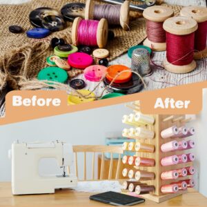 guwealthy 93 Spools Wooden Thread Rack, 【2024 NEW 】 360° Fully Rotating Wooden Thread Rack/Thread Holder Organizer for Sewing, Quilting, Embroidery, Hair-braiding and Jewelry Storage