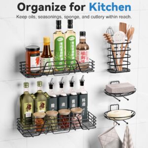 Adhesive Shower Caddy Organizer Shelves Rack-5 Pack Corner Bathroom Storage Organization, Home & Kitchen Decor Inside RV Accessories, Hanging First Apartment Household Camper Essentials (black)