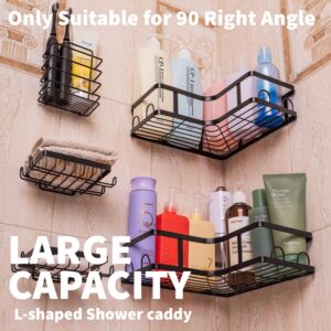 Corner Shower Caddy Adhesive 5-Pack - Black Shower Organizer with 16 Hooks | No-Drill, wall-mounted, Rustproof Storage Baskets for Bathroom, Large Capacity Shower Caddy, hanging shower caddy