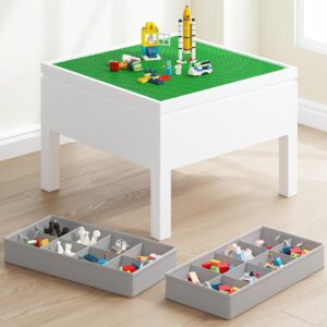 utex 3 in 1 kids activity table with storage, kids construction play table compatible with lego and duplo bricks, chess table for building block, chess gaming,drawing, crafts