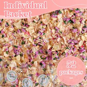 52 Pack Biodegradable Confetti, Dried Flower Petals, Real Pink Rose Petals for Weddings, Flower Girl, Valentine's Day, Wedding Send Off Ideas, Flower Girl Dinner Table Centerpieces