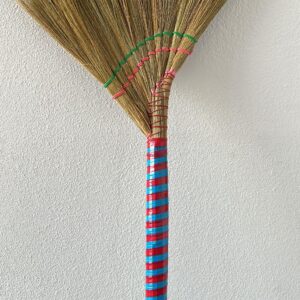 (6 Packs) Traditional Asian Broom Trio - 40" Vietnamese Straw Brooms for Gentle Cleaning