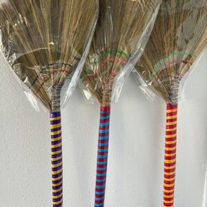 (6 Packs) Traditional Asian Broom Trio - 40" Vietnamese Straw Brooms for Gentle Cleaning