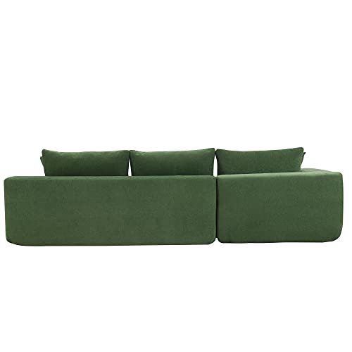 Free Modular Cloud Couch Deep Seat Sectional Sofa with Left Chaise and 5 Pillows, Modern Minimalist Style L-Shaped Chenille Upholstered Corner Sofa&Couch Cum Sofabed for Living Room