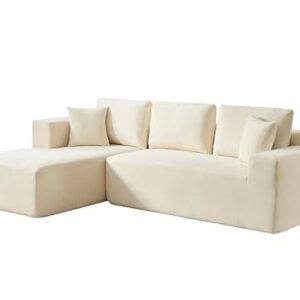 Free Modular Cloud Couch Deep Seat Sectional Sofa with Left Chaise and 5 Pillows, Modern Minimalist Style L-Shaped Chenille Upholstered Corner Sofa&Couch Cum Sofabed for Living Room