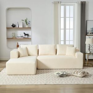 free modular cloud couch deep seat sectional sofa with left chaise and 5 pillows, modern minimalist style l-shaped chenille upholstered corner sofa&couch cum sofabed for living room