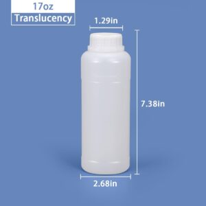 UMETASS PE Plastic Food Grade Bottles, Wide Mouth Lab Reagent Bottle, Liquid/Solid Sample Seal Sample Storage Container Chemical Bottle (Translucent, 17oz)