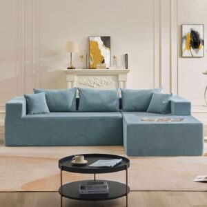 l-shape modular sectional sofa with wide left chaise, modern living room sleeper upholstered foam couch for home apartment, 2 pc free combination higher seat cloud sofa&couch w/5 pillows