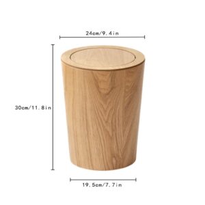 Generic 2024 New Round Wood Trash Can with Lid, Japanese-Style Natural Wood Garbage Recycling Bin, Wood Waste Bin with Swing Lid, for Bathrooms, Powder Room, Kitchen, Home Office