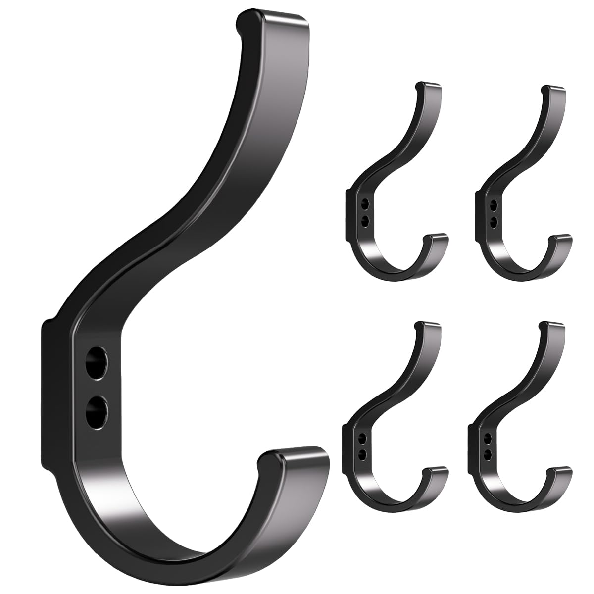 FunViet 5 Pack Coat Hooks Heavy Duty for Backpack(30LBS),Decorative Black Wall Hooks for Hanging Jackets Hats Robes Purse Clothes,A Modern Home Deco for Your Bathroom Kitchen Entryway