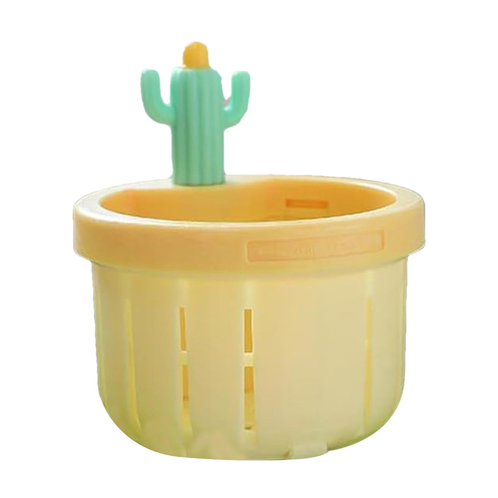 Kitchen Sink Strainer, Portable Sink Basket, Cartoon Cactus Design Stopper Drainer, Anti Clogging Sink Stopper, Bathroom Sink and Bathtub Drain Strainers for Easy Cleaning (Yellow)