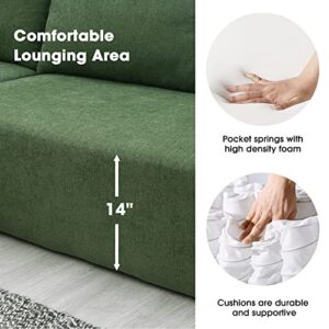 Free Modular Cloud Couch Deep Seat Sectional Sofa with Left Chaise and 5 Pillows, Modern Minimalist Style L-Shaped Chenille Upholstered Corner Sofa&Couch Cum Sofabed for Living Room