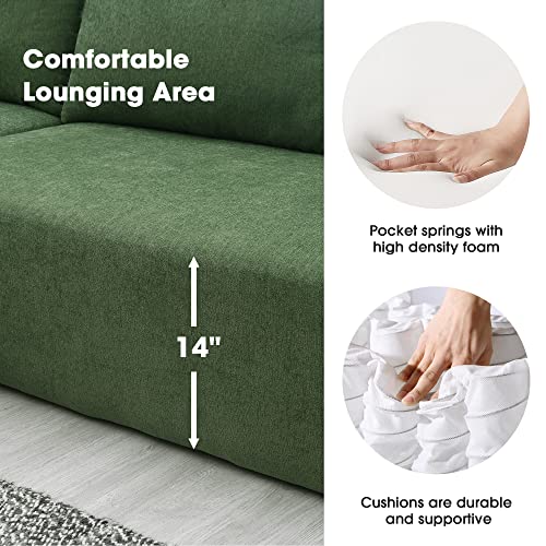 Free Modular Cloud Couch Deep Seat Sectional Sofa with Left Chaise and 5 Pillows, Modern Minimalist Style L-Shaped Chenille Upholstered Corner Sofa&Couch Cum Sofabed for Living Room