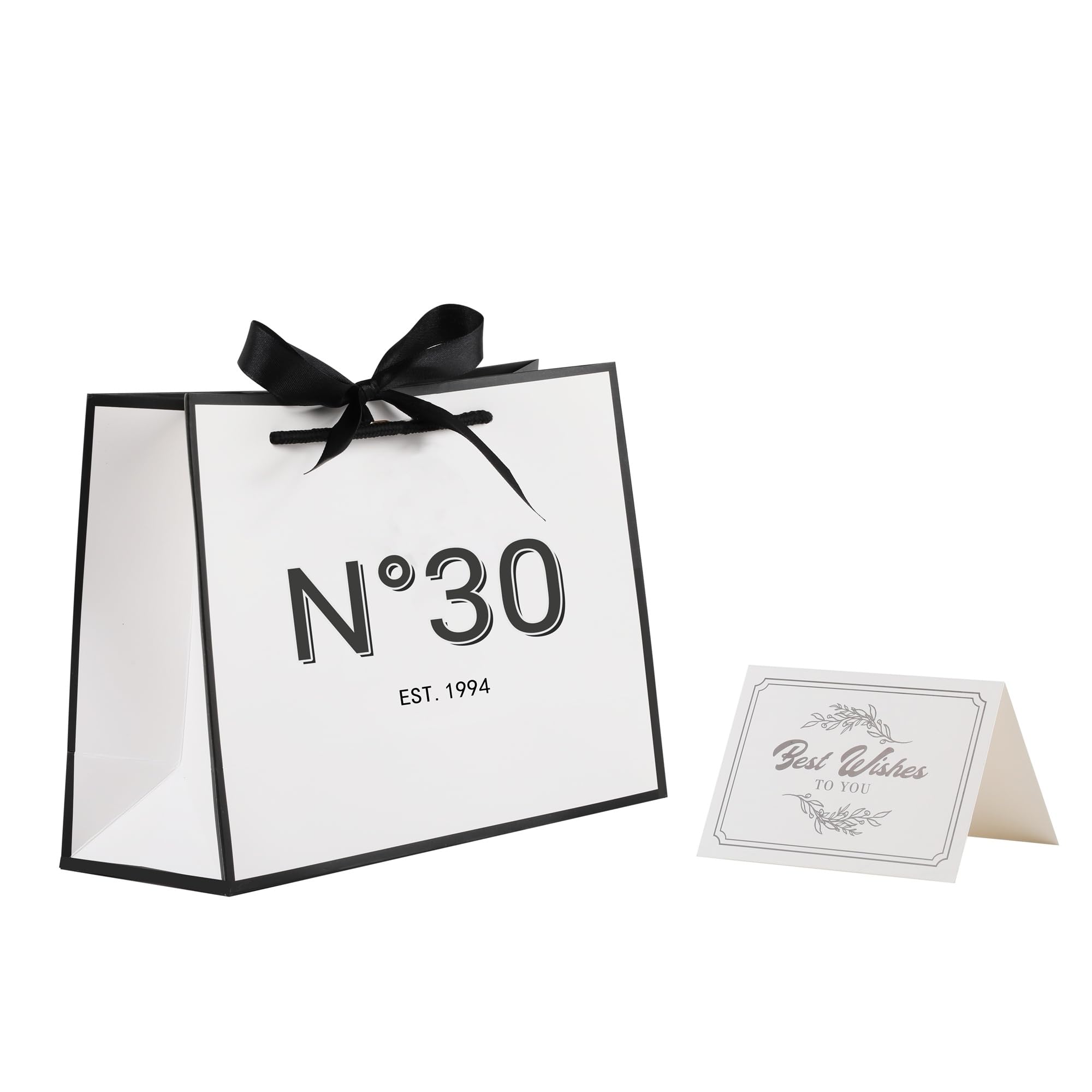 STOBOCTER 30th Birthday Gift Bag for Women Men, 30 Year Old Keepsake Paper Gift Bags with Ribbon and Card, Reusable Gift Wrap Bags for Her 30th Anniversary Party Gifts Decorations (Small, 1994, 30th)