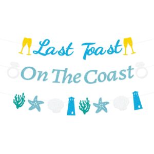 joybileefun blue bachelorette party decorations - 3pcs last toast on the coast bachelorette decorations last toast on the coast banner for bridal shower wedding engagement party supplies