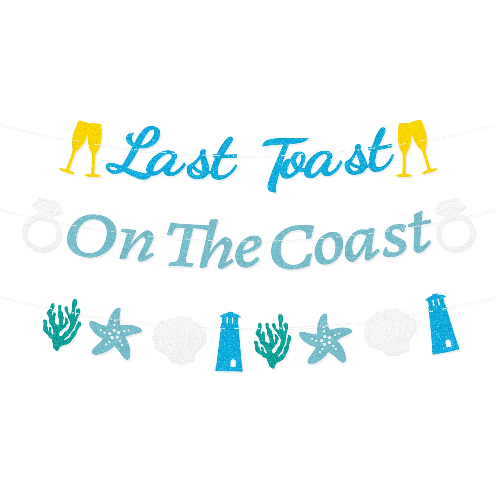 Joybileefun Blue Bachelorette Party Decorations - 3PCS Last Toast on The Coast Bachelorette Decorations Last Toast on The Coast Banner for Bridal Shower Wedding Engagement Party Supplies