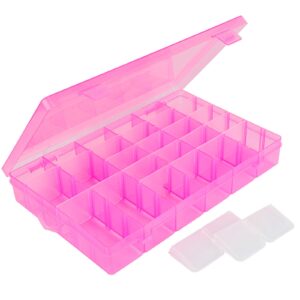 cosics false nail container, 36-gird plastic nail art organizers storage box with adjustable dividers, false jewelry diamonds charms nail 3d decorations manicure accessory holder case, 2 packs