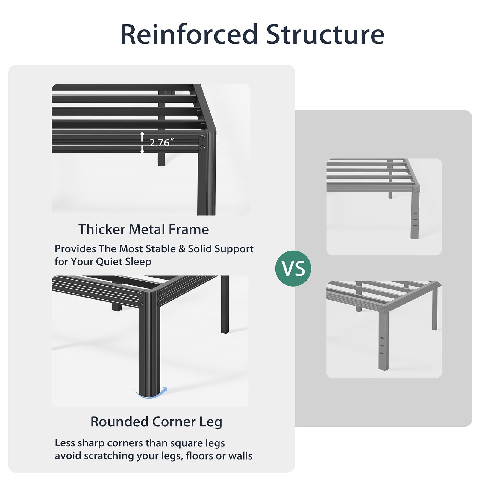 Askeld Queen Bed Frame with Headboard，18 Inch High Queen Size Bed Frame, Sturdy Noise-Free Metal Frame with Heavy Duty Slats, 4500 Lbs Weight Support for Mattress, No Box Spring Needed, Black