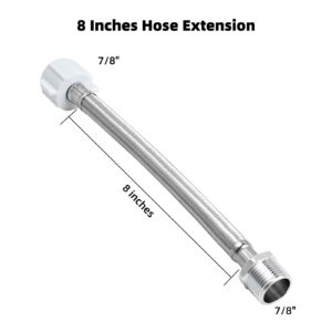 THU9090R 8 Inch Extension Hose Compatible with TOTO C110/E200/S300/S400 Wash Lets- 7/8 Male Connect to T adapter of Bidet/Diaper sprayer- 7/8 Female Connect Ballcock Pipe of Toilet Tank