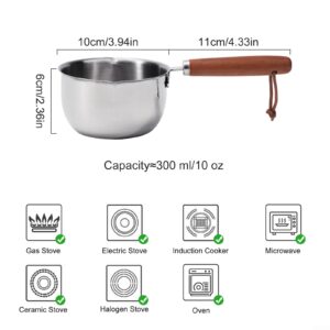 Coffee and Butter Warmer,Milk Pot,Stainless Steel Hot Oil Pan, Hot Sauce Small Pot Cooking, Butter Melting Pot With Handle, Sauce Serving Pots(300ml)