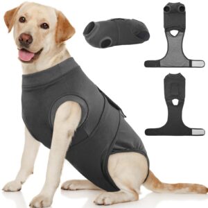 kuoser dog surgery suit female spay, dog recovery suit male neuter, dog clothes onesie for surgery anti licking abdominal wounds pet puppy surgical recovery bodysuit shirt, substitute e-collar & cone