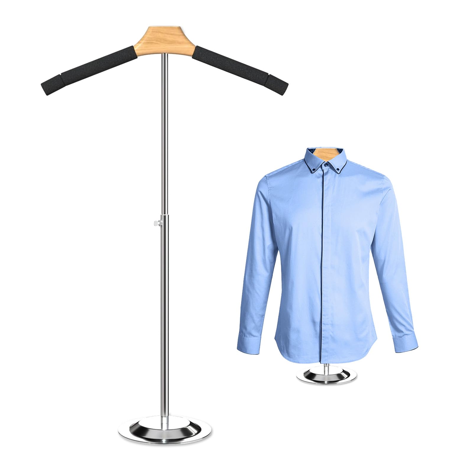 Shirt Display Stand 1 Pack T Shirt Display Stand For Vendors 18.1-31 Inch Height Adjustable Shirt Rack Shoulder Stand Clothing Display Stand Portable Hanger Rack for Steaming Dress Garment