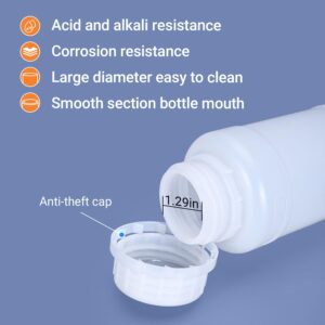 UMETASS PE Plastic Food Grade Bottles, Wide Mouth Lab Reagent Bottle, Liquid/Solid Sample Seal Sample Storage Container Chemical Bottle (Translucent, 17oz)