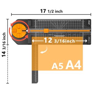 Ecraft 4-in-1 Paper Cutter - 12" Paper Trimmer Multi-Function Scrapbooking Tool with Straight, Wave, Perforated & Creasing Blades for Craft Paper,Cardstock, Coupon, Label, Photo,Postcard (Black)