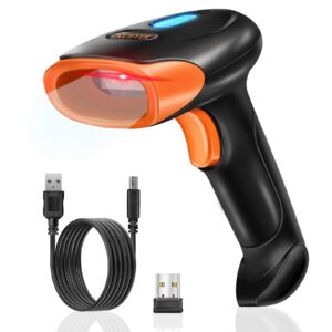 kuiiyer bluetooth barcode scanner, wireless 2d qr 1d bar code scanners handheld barcode reader with updated 800 x 600 pixel cmos, plug & play for warehouse, library, supermarket, square pos system