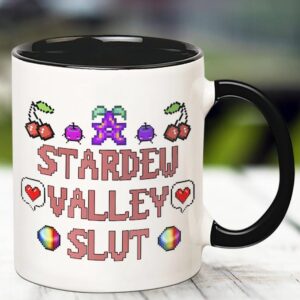 YOLANDEEUROKOK Stardew Valley Slut Mug, Stardew Valley Gift, Funny Stardew Valley Mug, 11 Oz Novelty Coffee Mug, Black