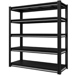 Rufokisa 48" W Garage Shelving Heavy Duty，2800LBS Loads Adjustable Garage Storage Shelves,5-Tier Metal Storage Racks and Shelving Units, Utility Rack Shelves,48”W x 18”D x 78”H,Black