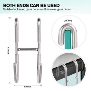 Dlilise Shower Door Hooks for Framed Glass Door, Towel Hooks Over Wide Framed & Frameless Glass Door, Towels Hanger for Bathroom, Both End Can be Used, Suit Rozer Robes Loofahs Shavers, 2-Pack Silver