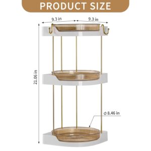 DOADW Makeup Organizer Countertop - 360° Rotating Bathroom Organizer Spinning Skincare Care Organizer - 3 Tier Lazy Susan Corner Organizer with 2 Hole Rack for Bathroom, Kitchen