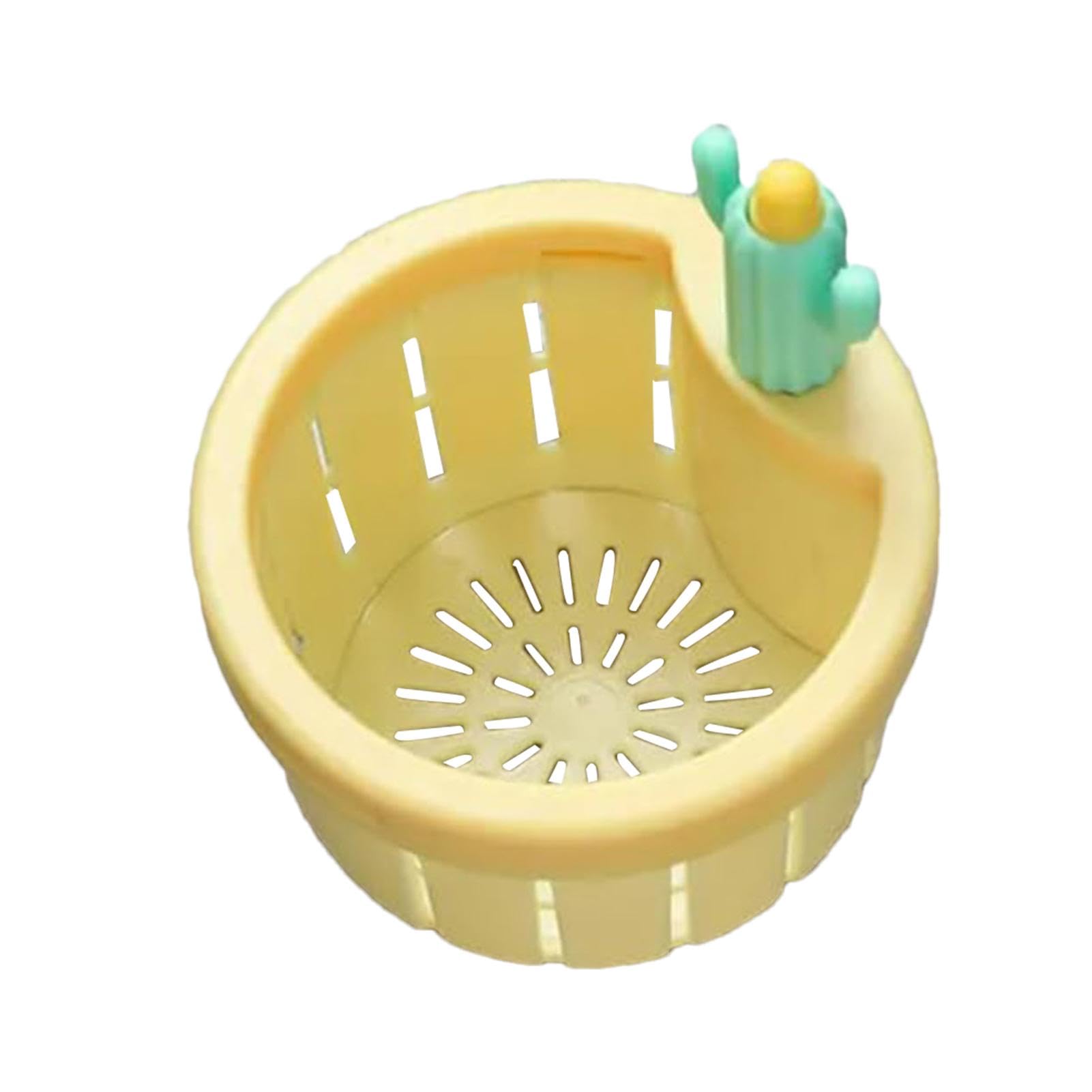 Kitchen Sink Strainer, Portable Sink Basket, Cartoon Cactus Design Stopper Drainer, Anti Clogging Sink Stopper, Bathroom Sink and Bathtub Drain Strainers for Easy Cleaning (Yellow)