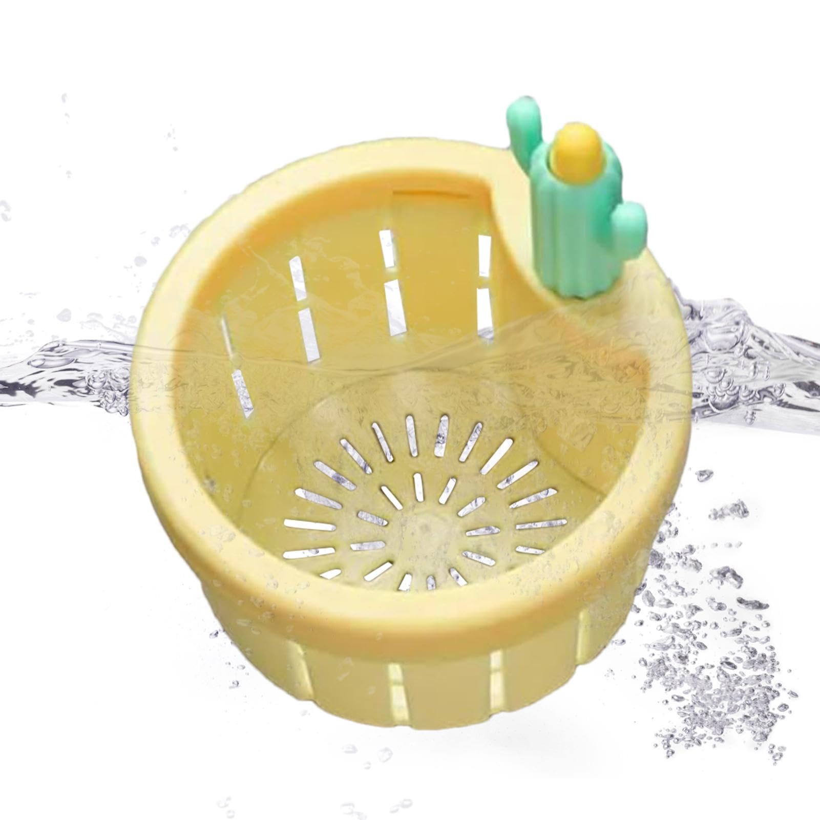 Kitchen Sink Strainer, Portable Sink Basket, Cartoon Cactus Design Stopper Drainer, Anti Clogging Sink Stopper, Bathroom Sink and Bathtub Drain Strainers for Easy Cleaning (Yellow)