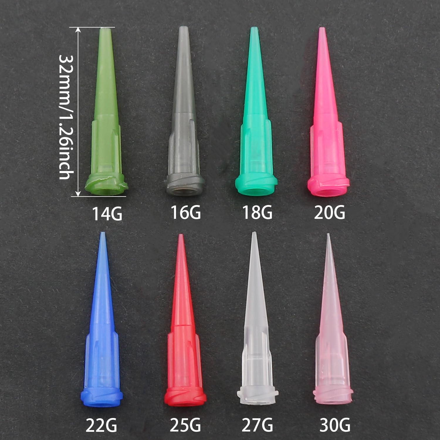 Heyous 80PCS Plastic Conical Needle Blunt Tip Liquid Dispenser Needle Syringe Tip Dispensing Filling Needle with 8 Mixed Size for Ink or Oil Filling Processes