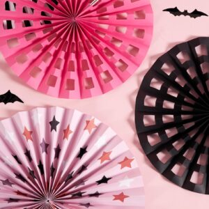 SUNBEAUTY Purple Black Happy Halloween Party Decorations Halloween Birthday Party Decorations with Happy Halloween Banner Paper Fans Spider webs Bats