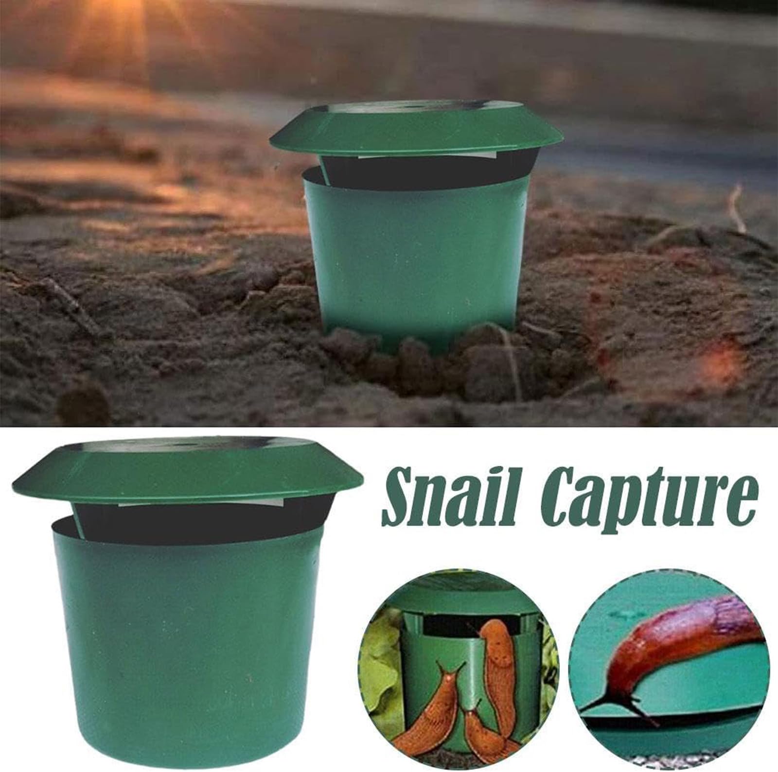 Slug Beer Traps for Garden, Snail Trap Catcher Tool, Snail Cage Eco-Friendly, Reusable Plastic Snail Trapper, Snail Slug Beer Plastic Box for Garden Farm (10PCS)