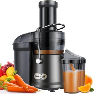 gdor 1200w juicer with larger 3.2" feed chute, titanium enhanced cutting system, centrifugal juice extractor maker with heavy duty full copper motor, dual speeds, bpa-free, gun grey