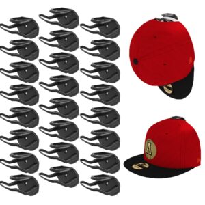 fayygyh 24 pack adhesive hat hooks for wall, strong hat rack for baseball caps, minimalist hat rack display for home decor, no drilling, hat hold hanger for wall, door, closet (black)