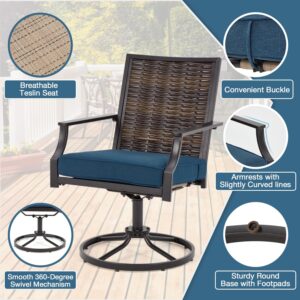 EROMMY Patio Swivel Chairs Set of 4, Heavy Duty Outdoor Swivel Chairs with Removable Cushions, Patio Rattan Wicker Decoration Chairs for Garden Lawn & Porch, Backyard, Balcony