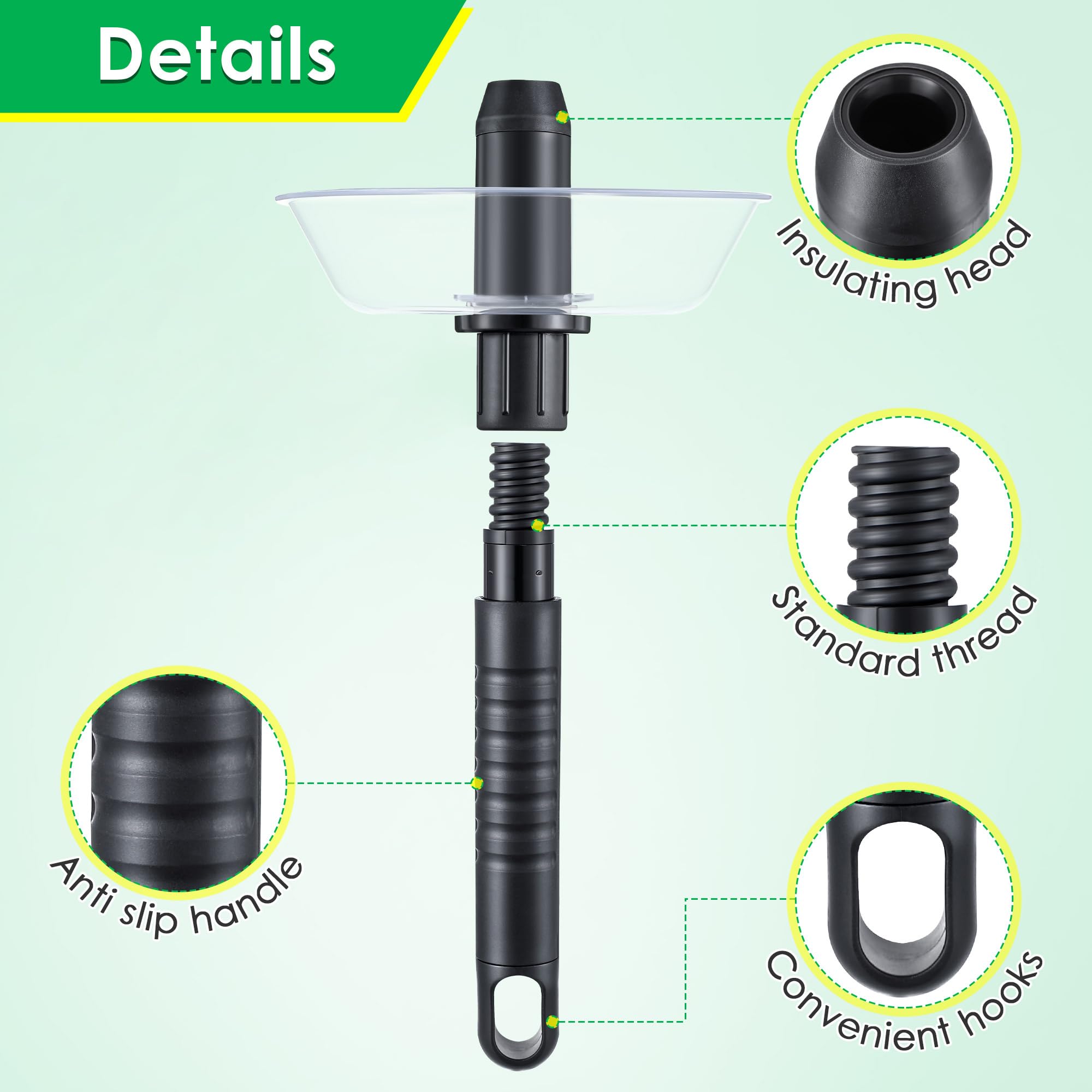 Saillong Broken Bulb Extractor, Light Bulb Changer for Standard Incandescent Broken Light Bulbs, Broken Light Bulb Removal Tool with Safety Shield Compatible with Standard Threaded Extension Pole