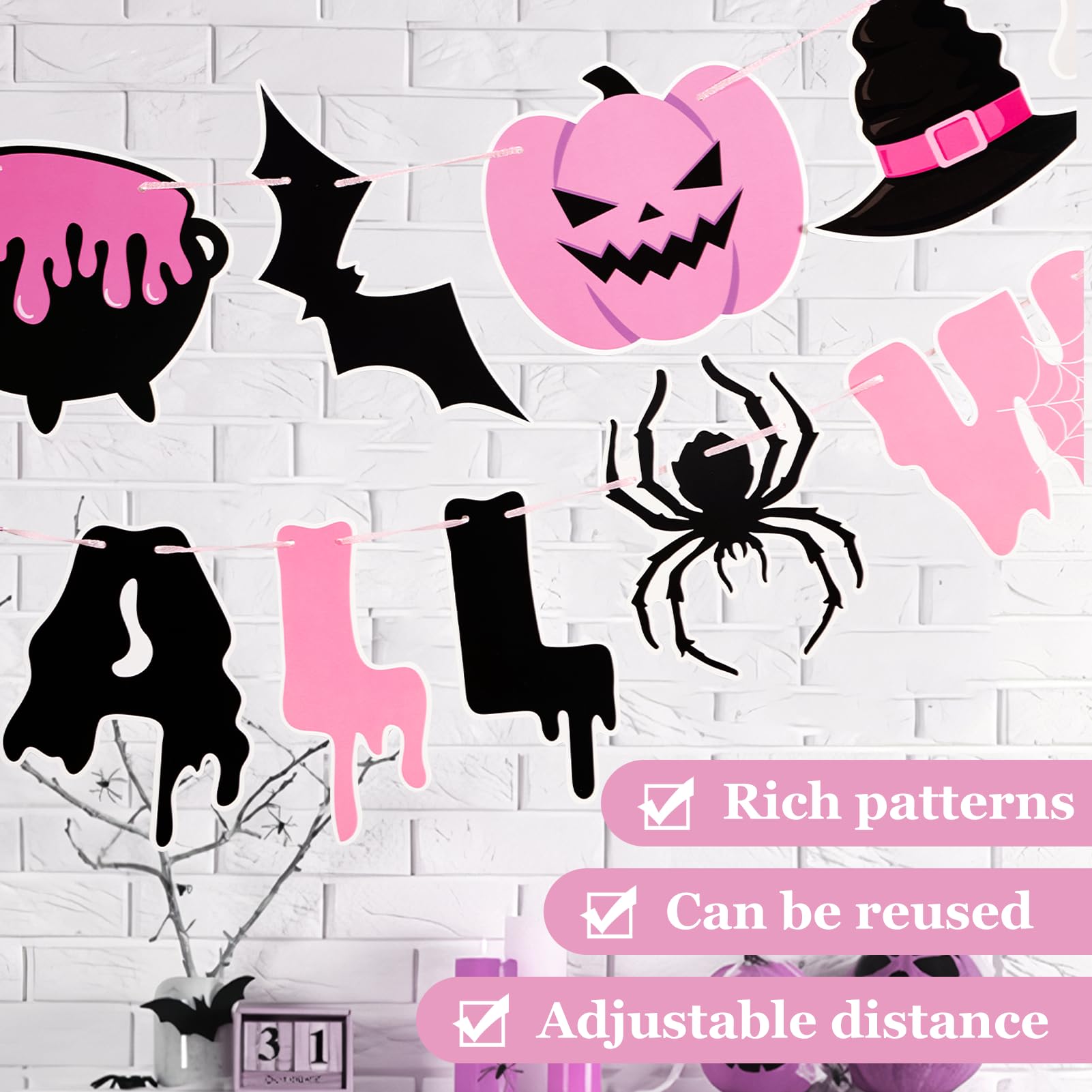 SUNBEAUTY Purple Black Happy Halloween Party Decorations Halloween Birthday Party Decorations with Happy Halloween Banner Paper Fans Spider webs Bats