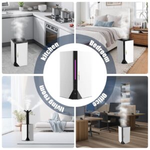 7L Humidifiers for Bedroom Large Room, Cool Mist Humidifier for Baby and Plants, with Oil Diffuser and Nightlight, Top Fill Design, Adjustable Mist, Timer Humidifiers, Quiet, White