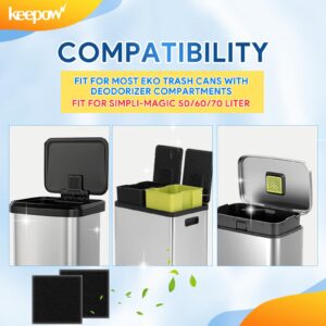 KEEPOW 8 Pack Trash Can Deodorizer Compatible with EKO Trash Can, Activated Charcoal Odor Absorber for Trash Can and Compost Bin, Garbage Can Deodorizer for Indoor Kitchen Compost Bucket (Square)