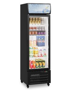 garveetech commercial display refrigerator with single glass door, 11.5 cu.ft merchandiser beverage refrigerators fridge, upright beverage cooler, soft led light, adjustable shelves